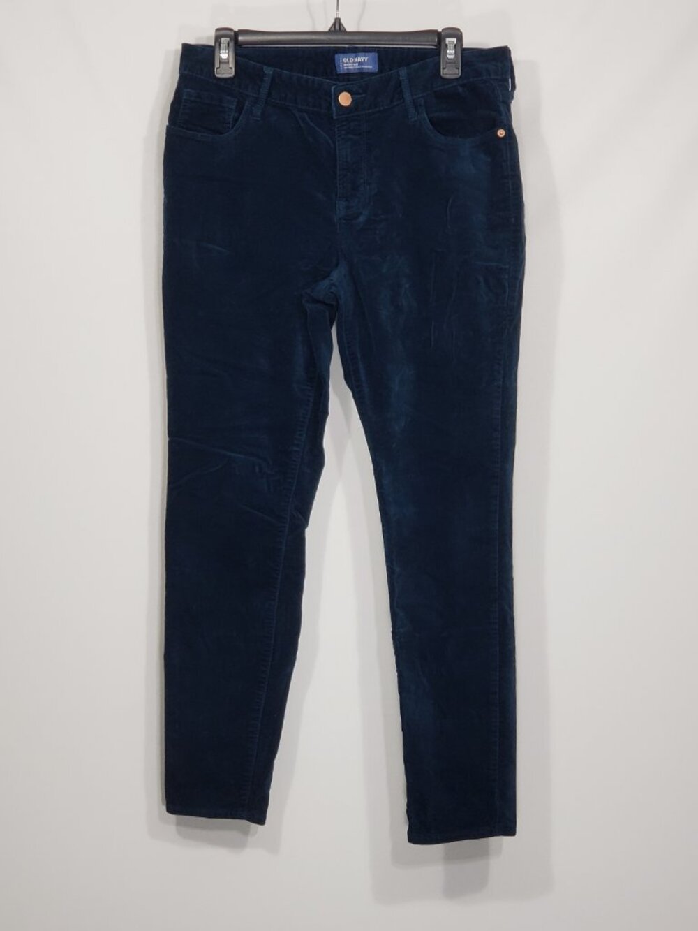 Old Navy  Rockstar  Mid-Rise Blue Green Velvet Pants Skinny  Size 12